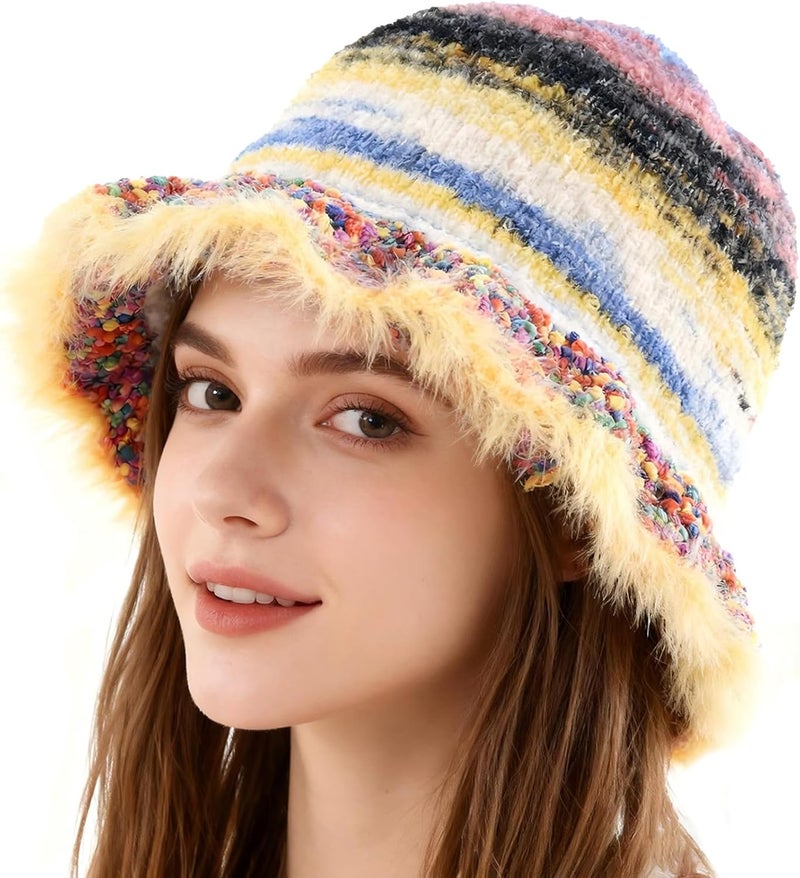 Busnos Crochet Bucket Hats for Women Handmade Hat Cute Foldable Knitted Hats for Women - Image 1
